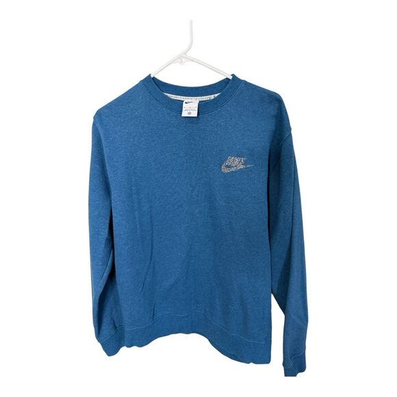 Nike Revival Men’s Medium Fleece Pullover Crewneck Sweatshirt Blue - Picture 1 of 4